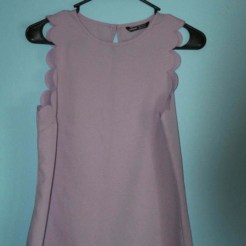 SHEIN Scalloped Sleeve Lilac Tank Top Women's Small Modest